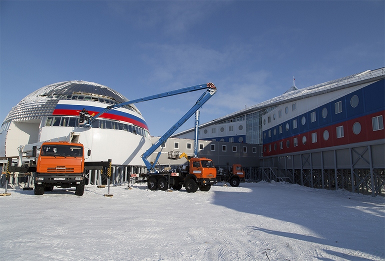 Стройка Российской военной базы в Арктике